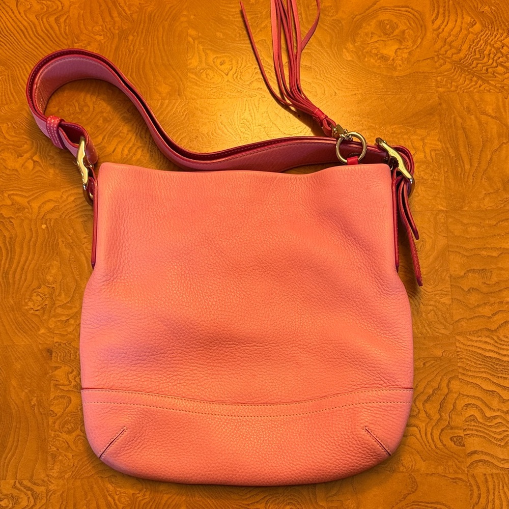 Coach Soft Pink Pebbled Leather Shoulder Bag with Tassel Accent - Picture 8 of 12